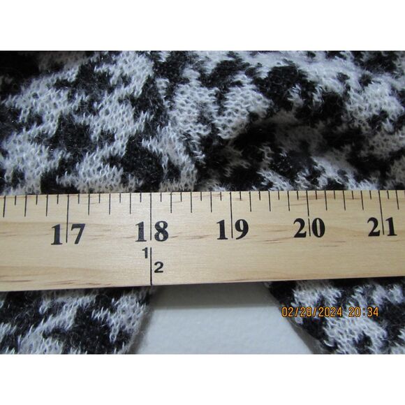 FARINA ROSA MADE IN MILANO SWEATER CUFFED SLEEVES HOUNDTOOTH PATTERN BLACK WHITE - Picture 8 of 9